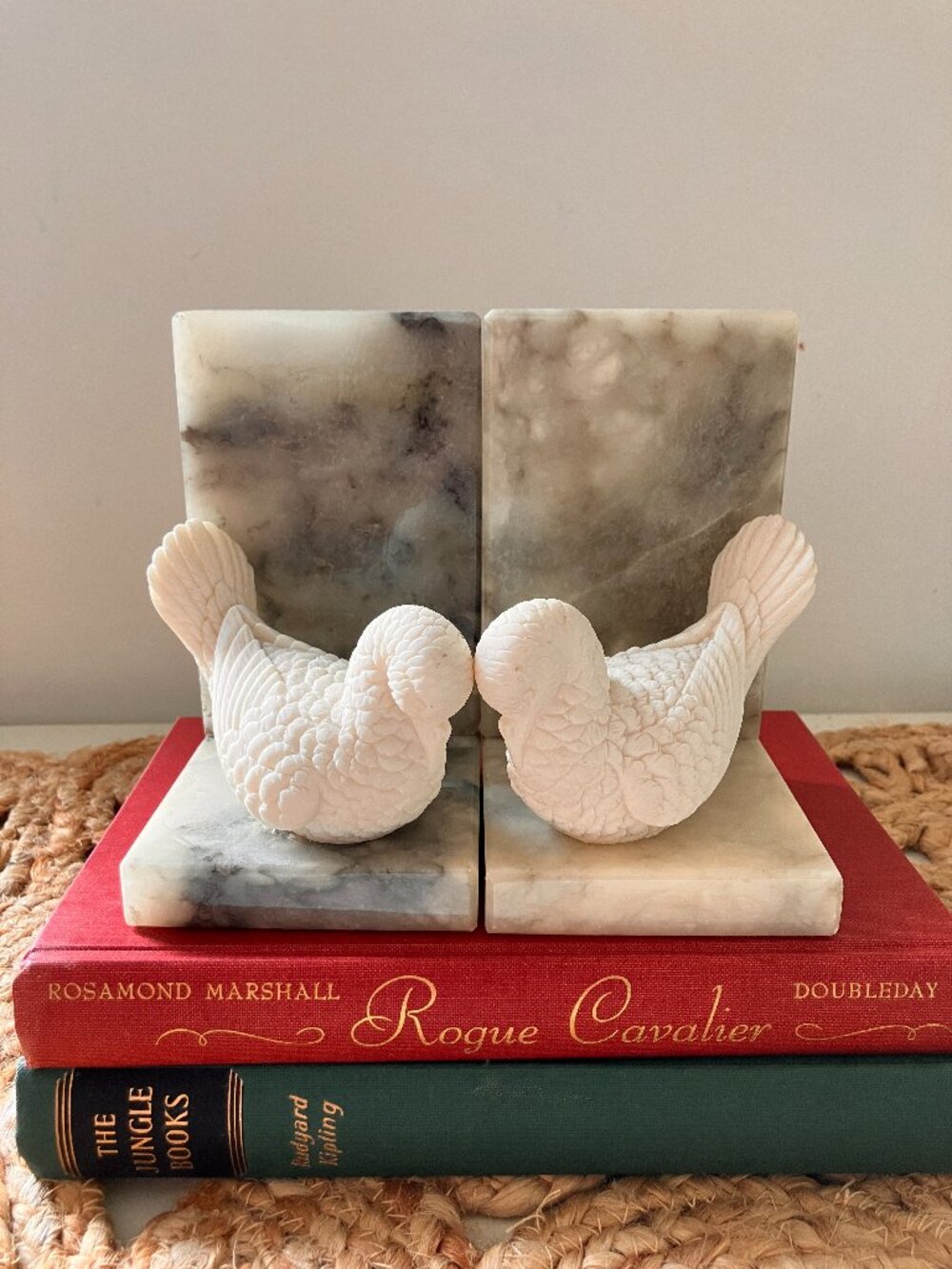 Vintage Alabaster/ Marble Dove Bookends Made in Italy